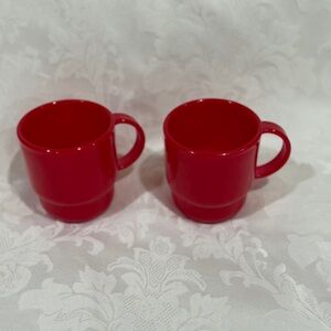 NEW! Tupperware Table-top Red Mugs, 2 piece set